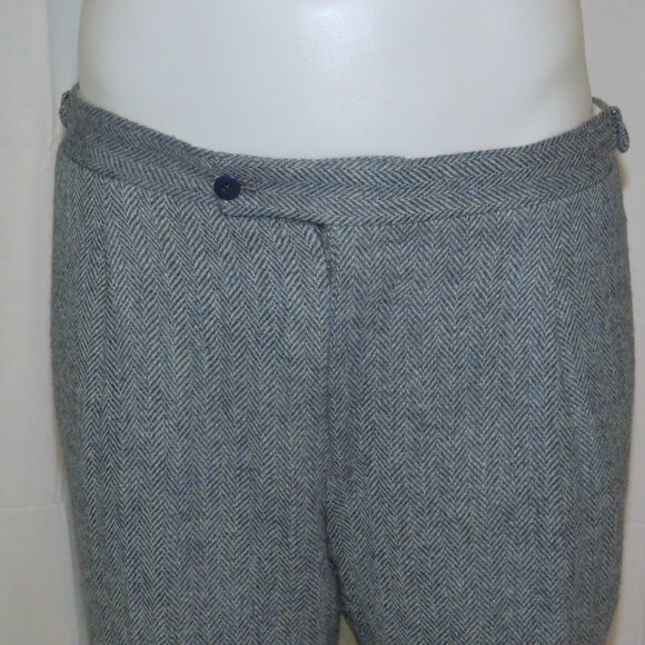 Orazio Luciano Bespoke Pale Bluish Gray Herringbone Tweed Three Piece Suit 42 - Picture 13 of 16